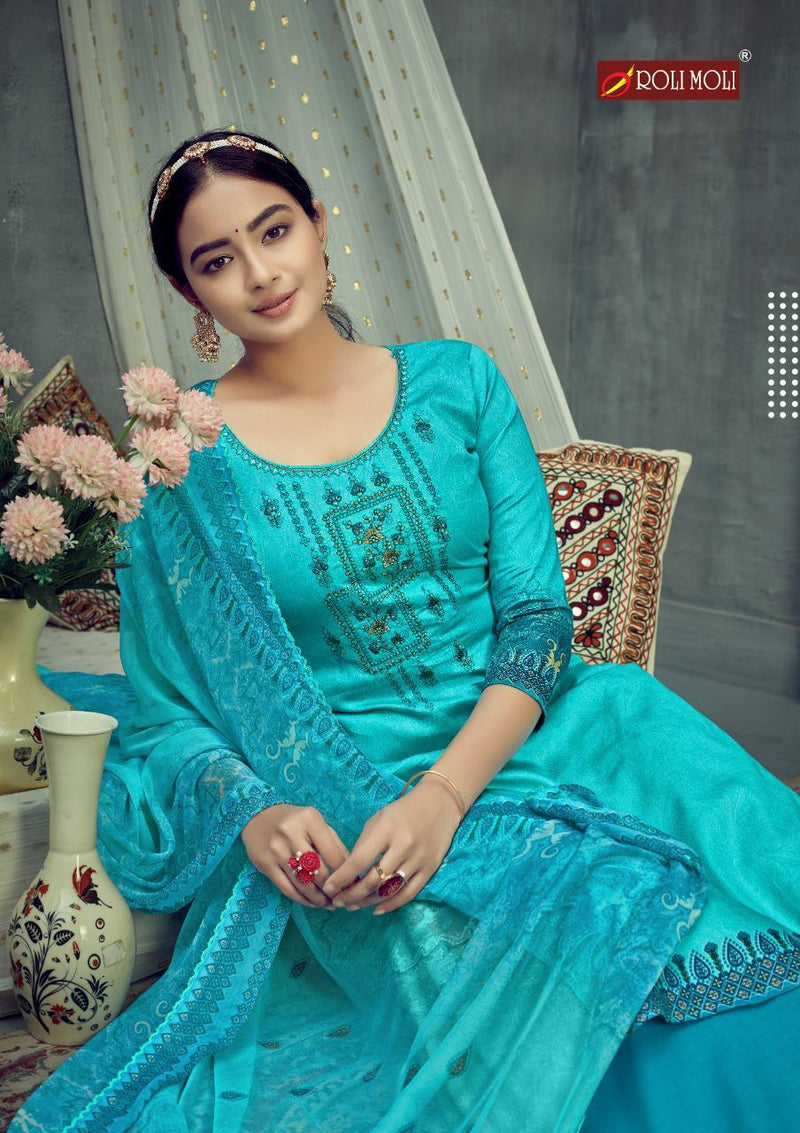 Roli Moli Sarina Pure Glace Cotton Designer Embroidery Work Salwar Kameez