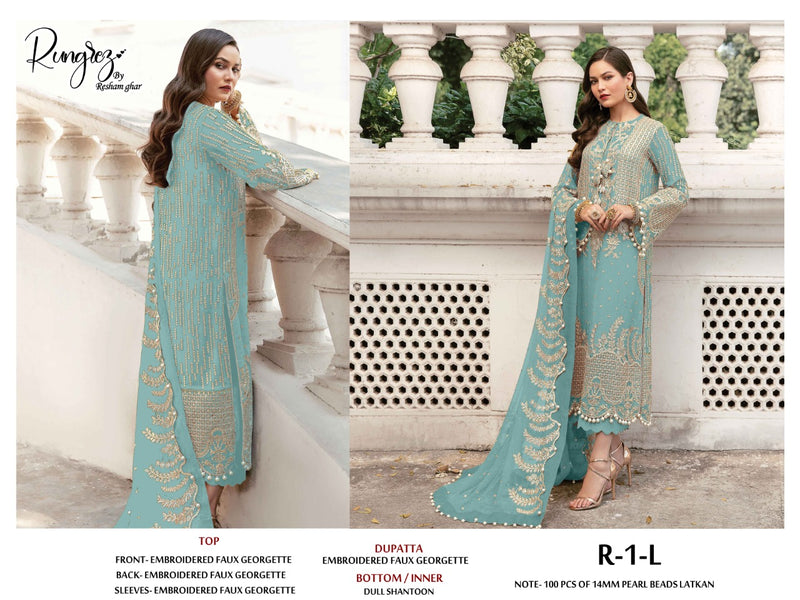 Rungrez R1 L Georgette With Heavy Embroidered Stylish Designer Party Wear Salwar Suit