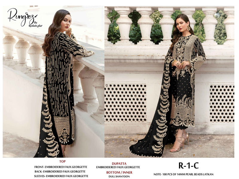Rungrez Resham Ghar R 1 C Georgette Pakistani Style Wedding Wear Heavy Embroidered Salwar Suit