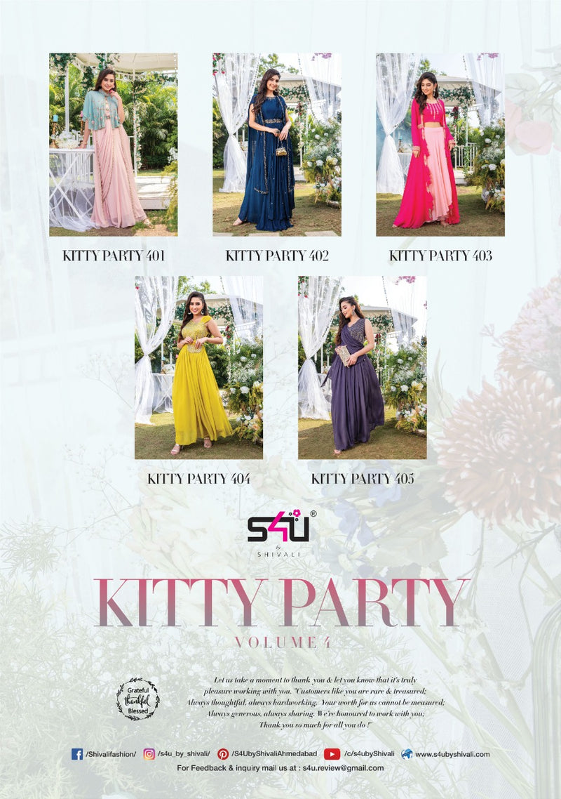 S4u Shivali Kitty Party Vol 4 Georgette With Fancy Work Stylish Designer Party Wear Long Kurti