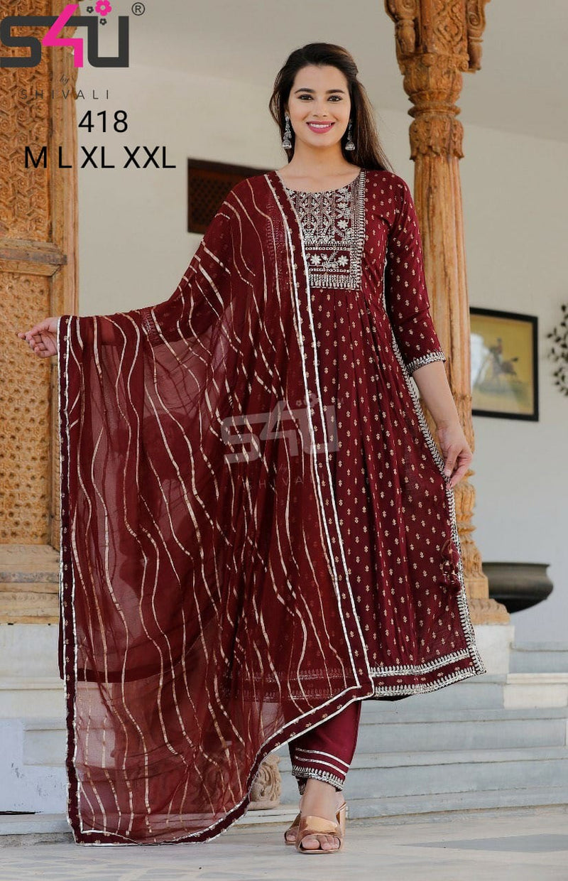 S4u Shivali Dno 418 Fancy Stylish Designer long Graceful Look  Festival Wear Kurti