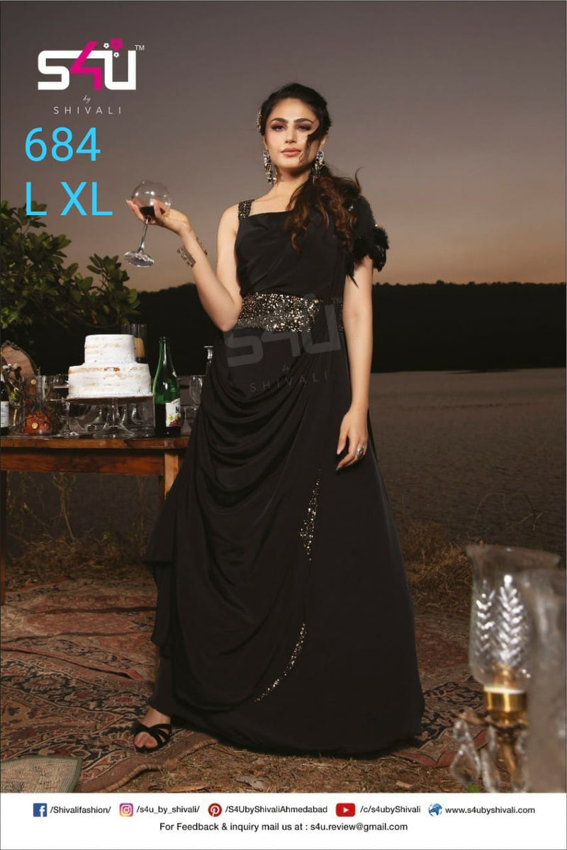 S4u Shivali Cocktail Dno 684 Fancy Designer Hit Black Kurti