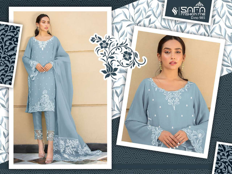 Safa 985 Georgette Pakistani Style Party Wear Kurtis With Pant Style Bottom & Dupatta