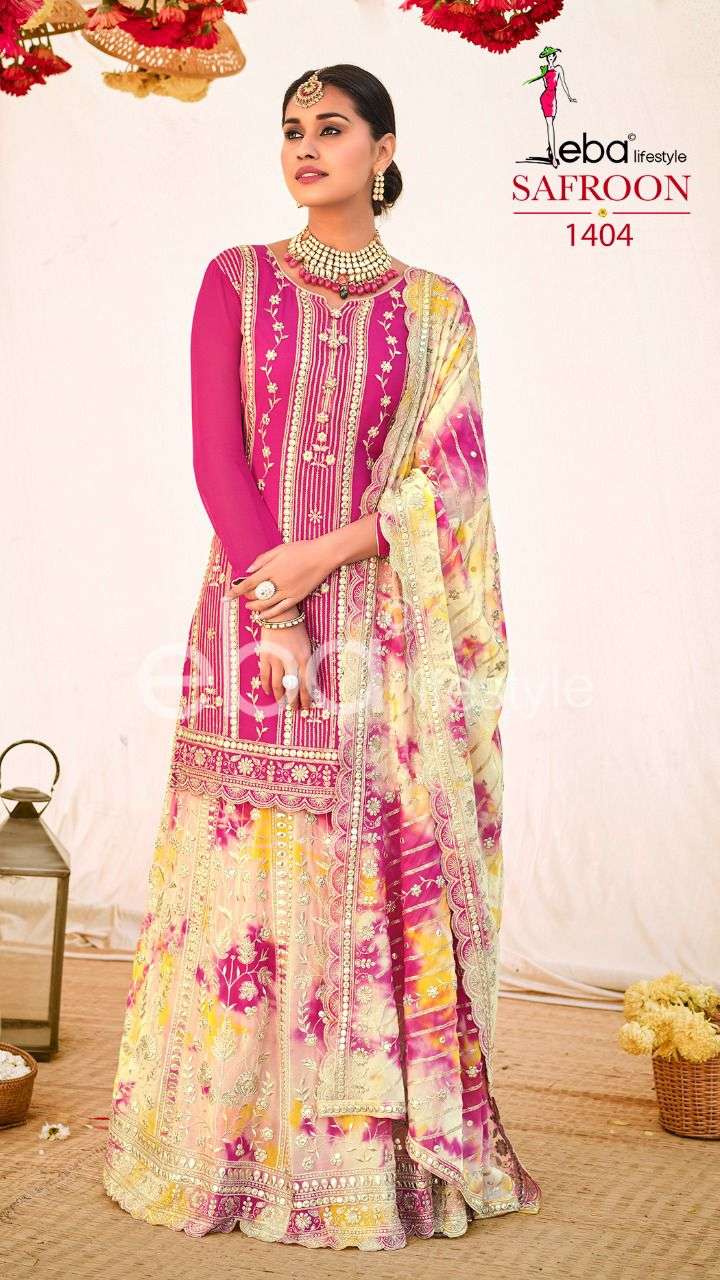 Eba Lifestyle Safroon Dno 1404 Georgette Stylish Designer Party Wear Salwar Suit