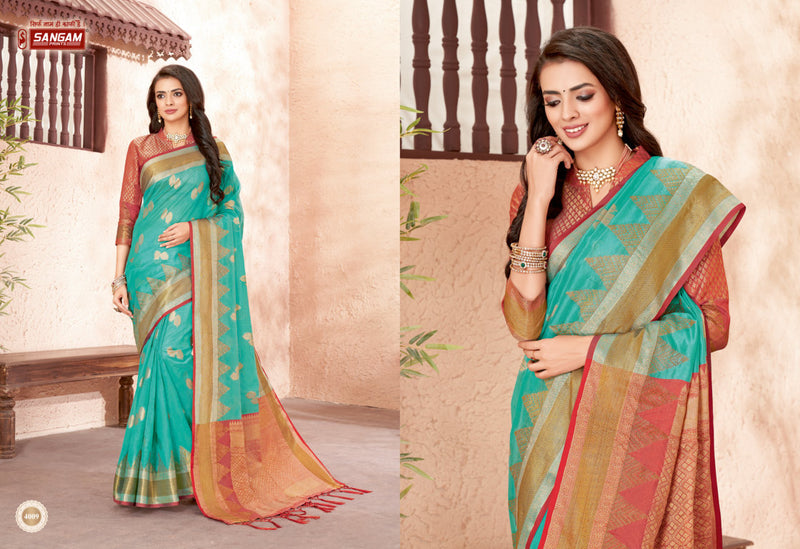 Sangam Prints Jhalak Organza Stylish Designer Printed Festival Wear Graceful Look  Saree
