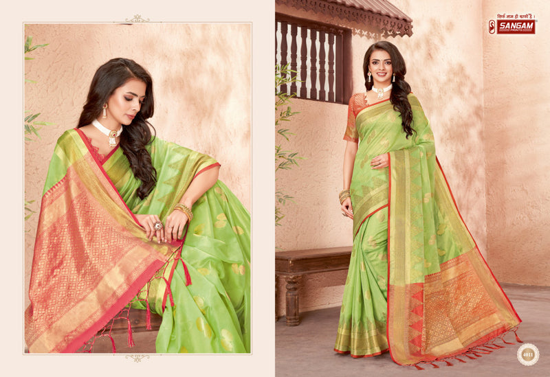 Sangam Prints Jhalak Organza Stylish Designer Printed Festival Wear Graceful Look  Saree