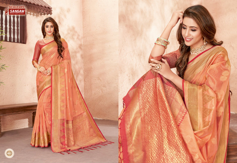 Sangam Prints Jhalak Organza Stylish Designer Printed Festival Wear Graceful Look  Saree