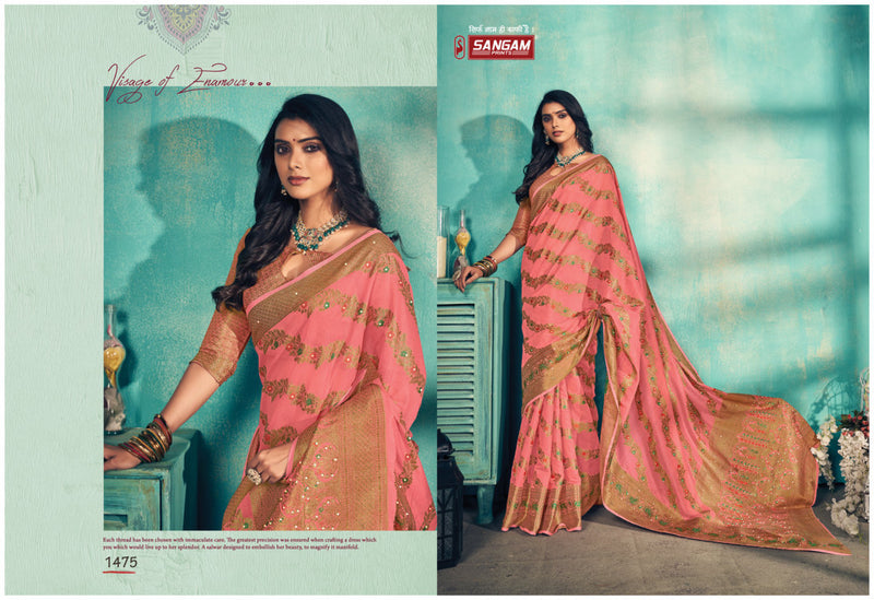 Sangam Prints Rajmahal Cotton Stylish Designer Modern Casual Wear Saree