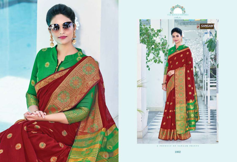 Sangam Prints Radha Rani Cotton Handloom Work Weaving Saree