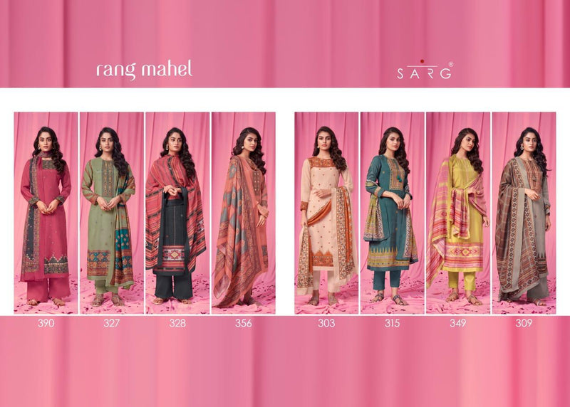 Sarg Rang Mahel Maslin Silk Digital Print Work Designer Salwar Kameez