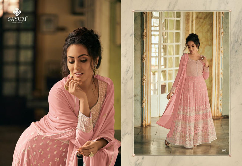Sayuri Designer Breeze Real Georgette Lucknowie Work Gown Collection