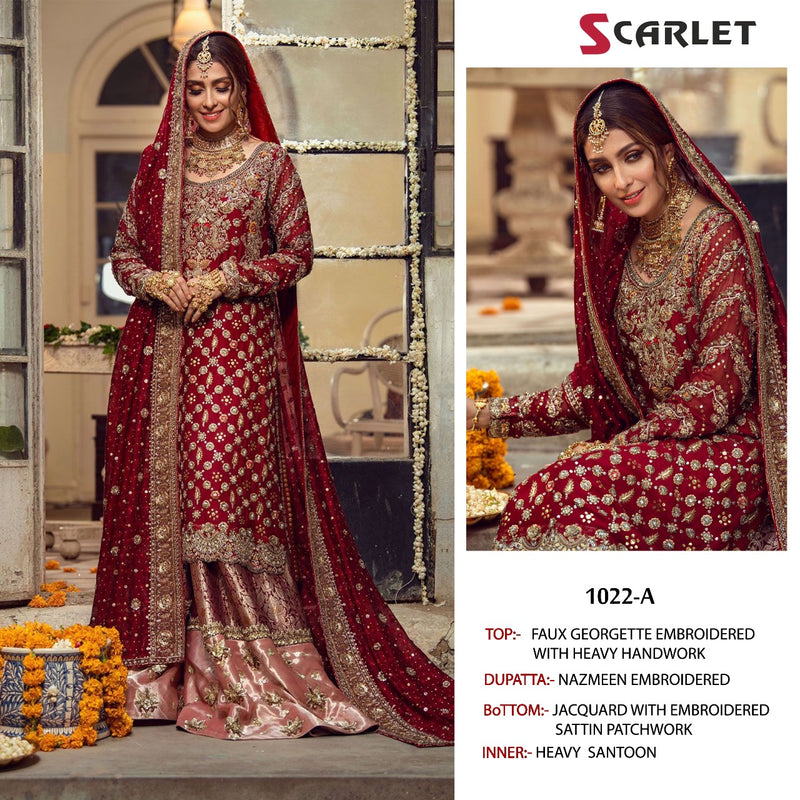 Scarlet 1022 A Georgette Embroidery With Heavy Hand Work Stylish Designer Wedding Wear Salwar Kameez
