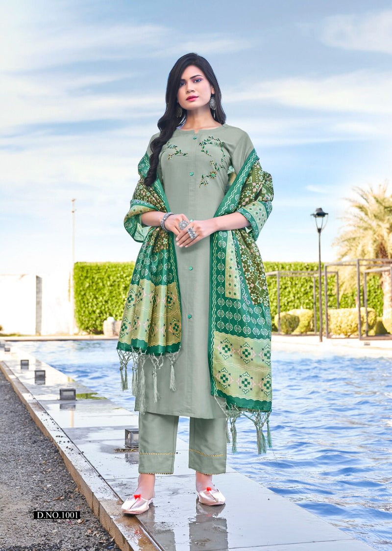 Selesta Kiara Top Rajwadi Silk Classic Stylish Beautiful Festive Wear Kurtis With Bottom & Dupatta
