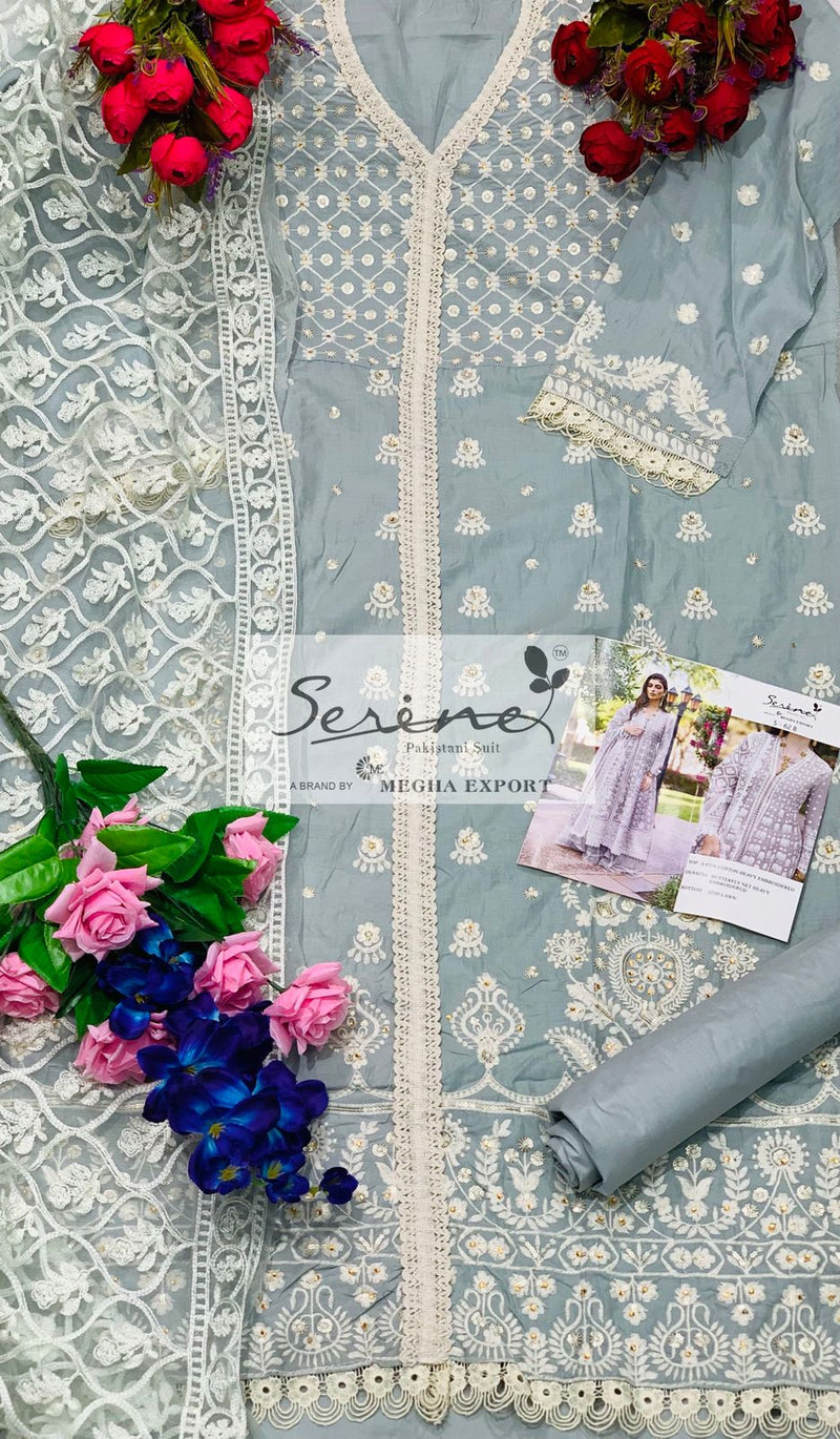 Serine Dno S 62 B Pure Cotton With Fancy Work Modern Stylish Designer Fancy Long Gown
