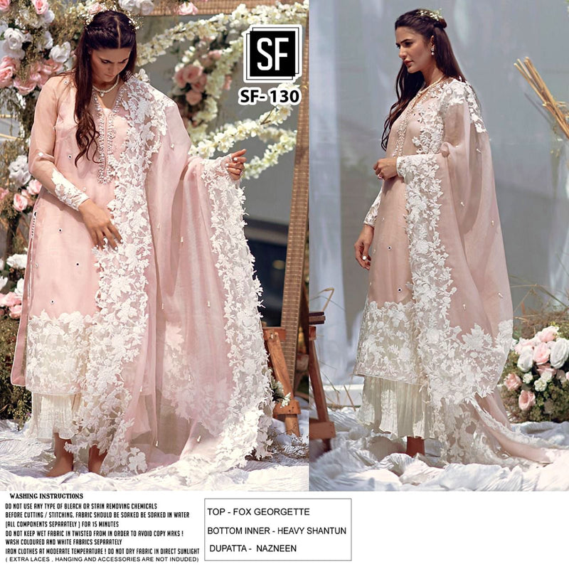 Sf Dno 130 Georgette With Heavy Embroidery Stylish Designer Party Wear  Salwar Suit