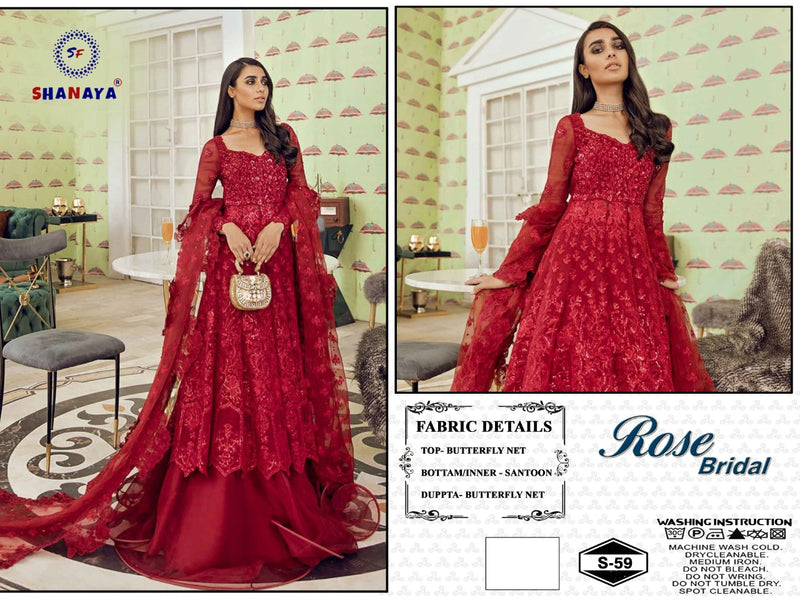 Shanaya Fashion Rose Bridal S  59 Butterfly Net Stylish Designer Salwar Suit