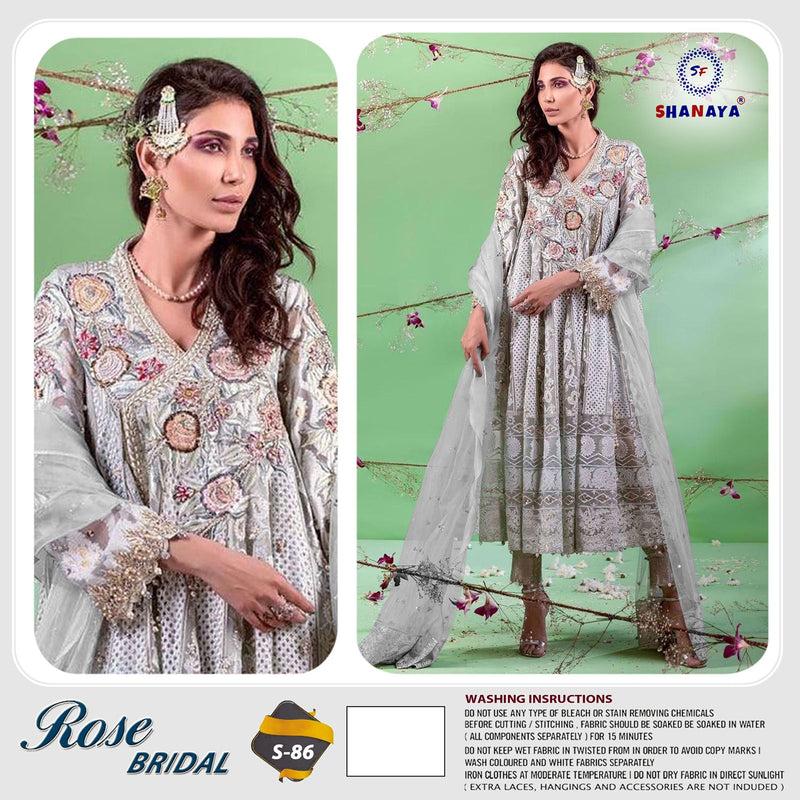 Shanaya Fashion Rose Bridal S 86 Butterfly Net Heavy Work Salwar Kameez