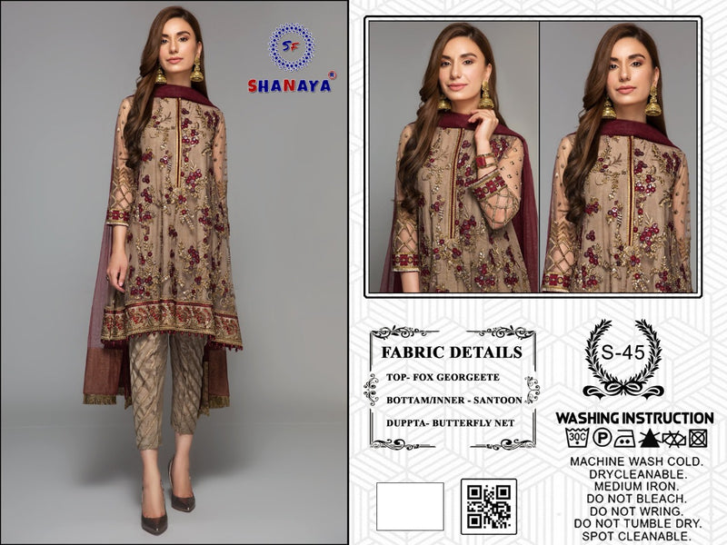 Shanaya Fashion S 45 Heavy Georgette Embroidery Handwork Salwar Kameez