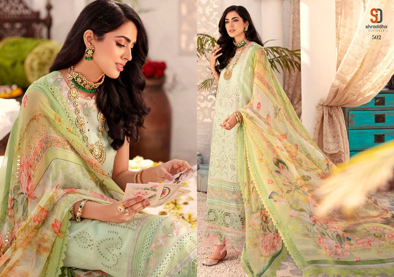 Shraddha Designer Noor Vol 5 Pure Cambric Cotton Embroidery Work Pakistani Suit