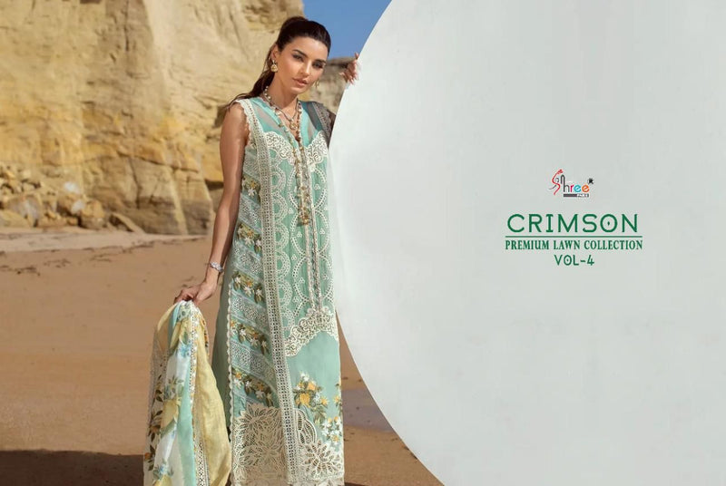 Shree Fab Crimson premium Lawn Collection Vol 4 Cotton With Embroidered Work Pakistani Style Salwar Suit