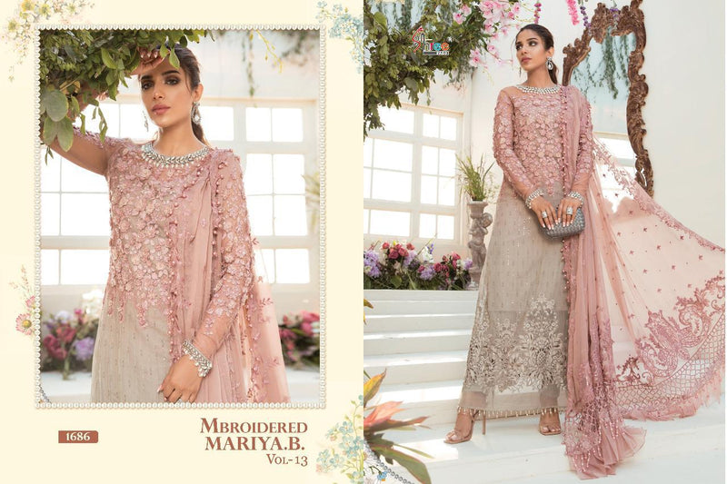 Shree Fab Embroidered Maria B Lawn Vol 13 Organza With Net Heavy Work Gorgeous Look Salwar Suits