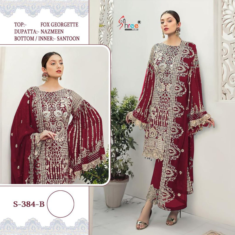 Shree Fab S 384 B Fox Georgette Heavy Embroidery Work Pakistani Suit