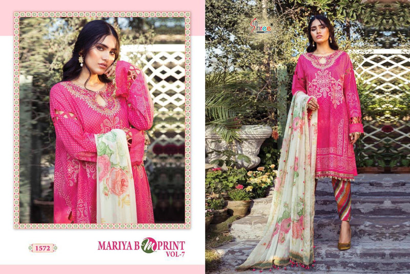Shree Fab Mariya B M Print Vol 7 Pure Cambric Lawn With Embroidery Work Salwar Kameez
