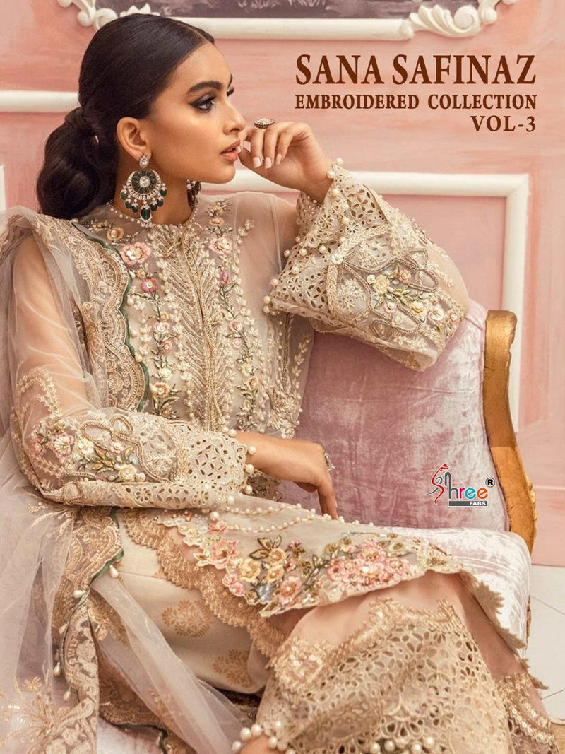 Shree Fab Sana Safinaz Embroidered Collection Vol 3 Embroidered Net Pakistani Salwar Kameez