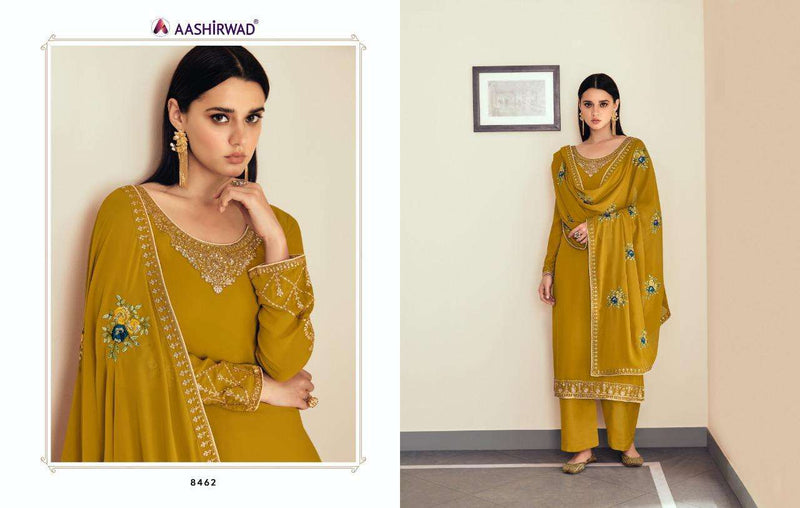 Aashirwad Sunehri Dno 8462 Georgette Stylish Designer Party Wear Salwar Kameez