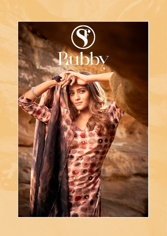 Sweety Fashion Rubby Rayon Print Mirror Work Designer Dress Material