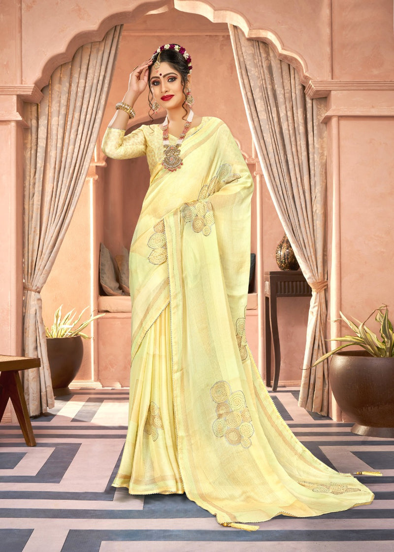 Vallabhi Print Aakar Moss Chiffon Stylish Designer Festival Gorgeous Look Saree