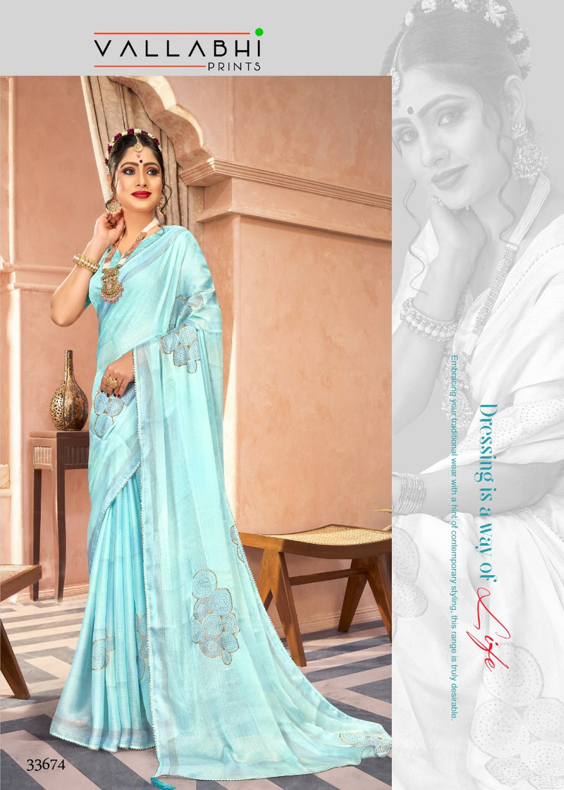 Vallabhi Print Aakar Moss Chiffon Stylish Designer Festival Gorgeous Look Saree