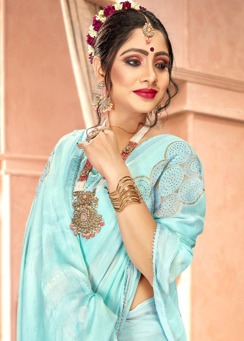 Vallabhi Print Aakar Moss Chiffon Stylish Designer Festival Gorgeous Look Saree