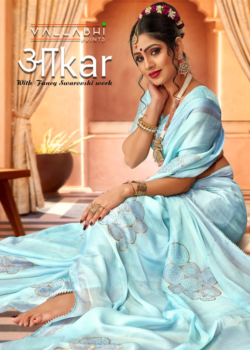 Vallabhi Print Aakar Moss Chiffon Stylish Designer Festival Gorgeous Look Saree