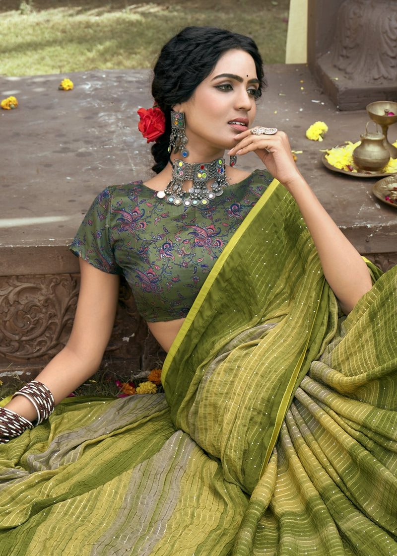 Vallabhi Print Aalia Kasturi Crape Stylish Designer Party Wear Sarees