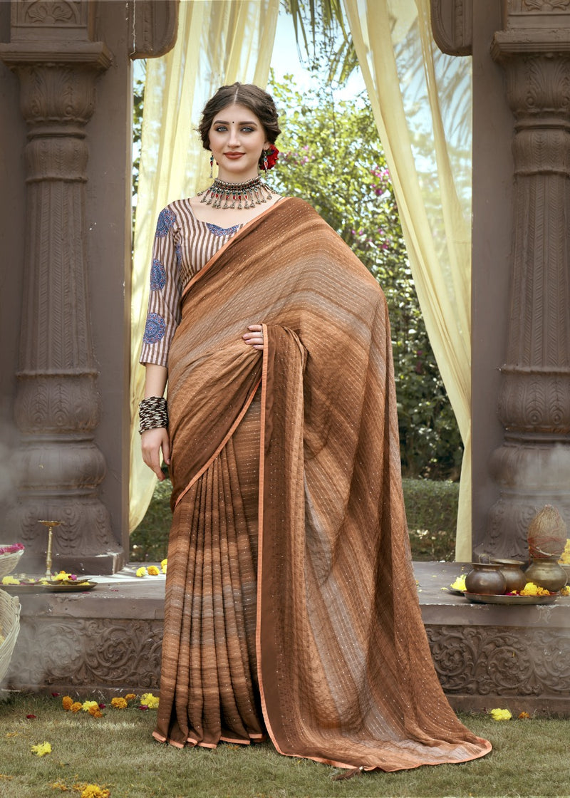 Vallabhi Print Aalia Kasturi Crape Stylish Designer Party Wear Sarees