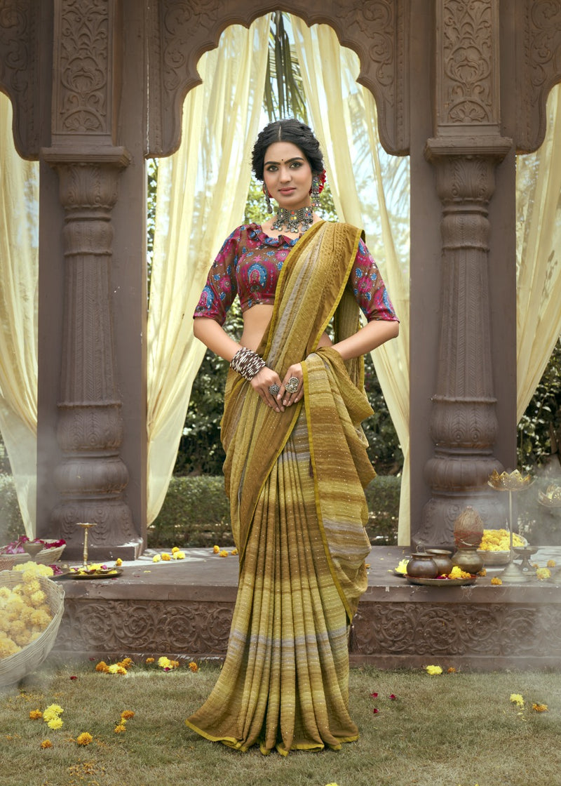 Vallabhi Print Aalia Kasturi Crape Stylish Designer Party Wear Sarees