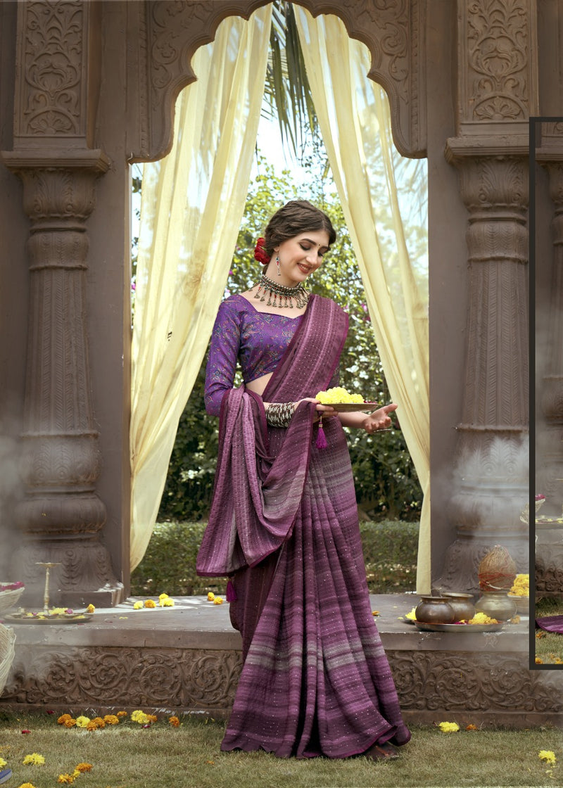 Vallabhi Print Aalia Kasturi Crape Stylish Designer Party Wear Sarees