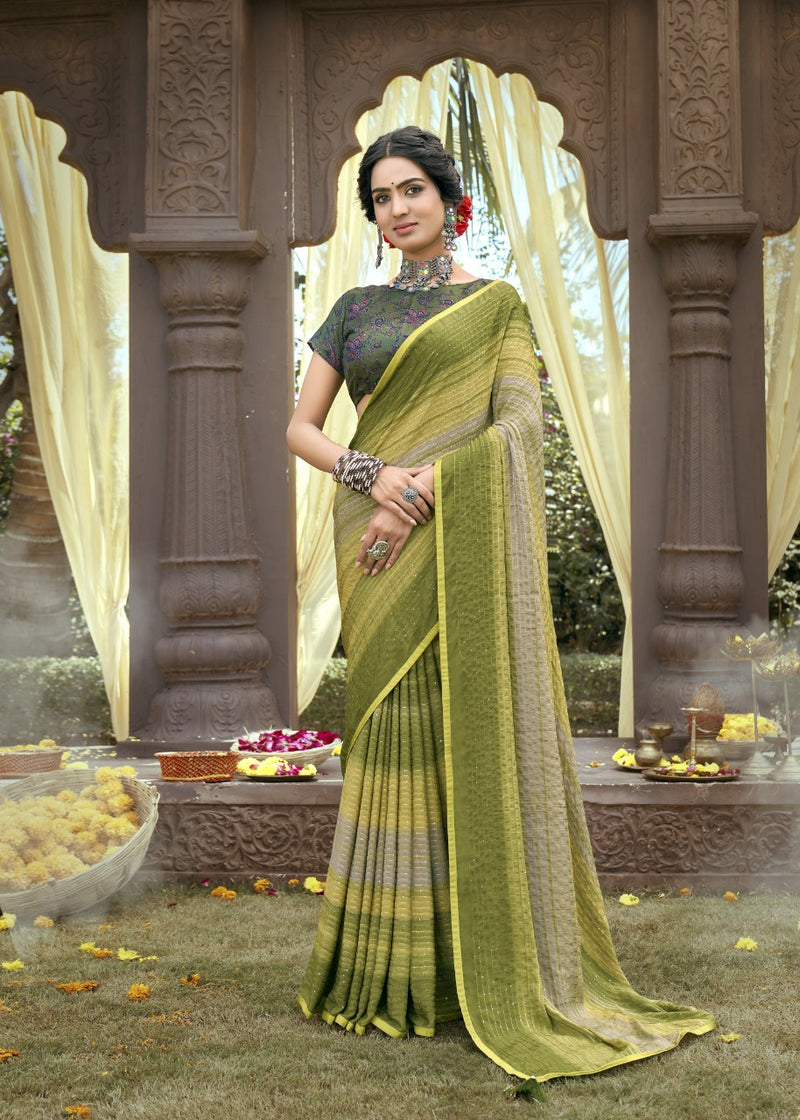 Vallabhi Print Aalia Kasturi Crape Stylish Designer Party Wear Sarees