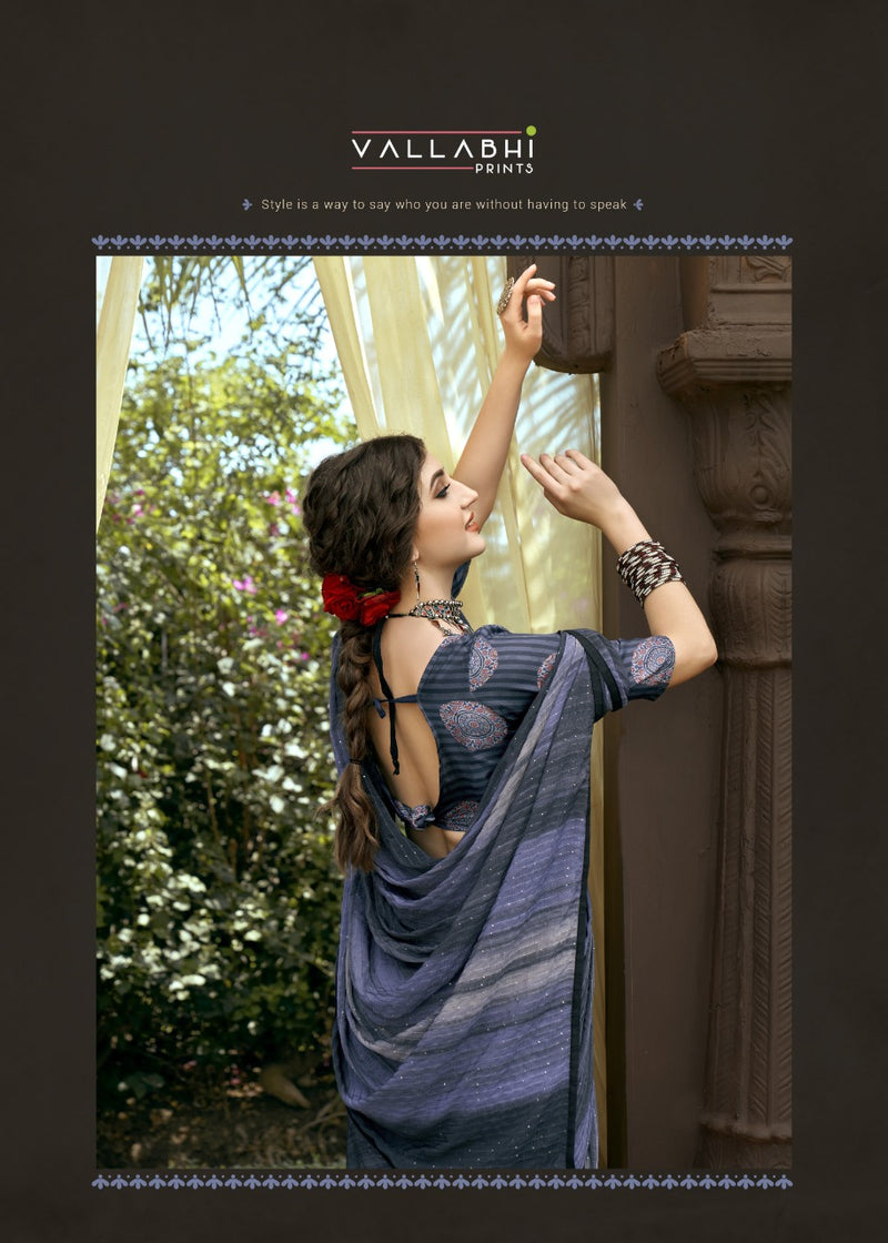 Vallabhi Print Aalia Kasturi Crape Stylish Designer Party Wear Sarees