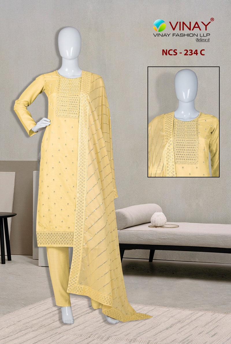 Vinay Fashion Ncs 234 Dola With Embroidered Stylish Designer Wear Salwar Suit