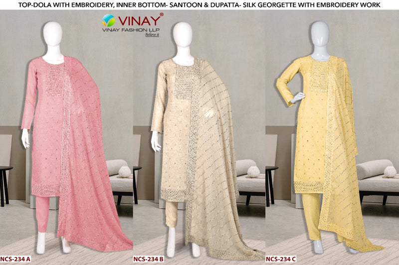 Vinay Fashion Ncs 234 Dola With Embroidered Stylish Designer Wear Salwar Suit