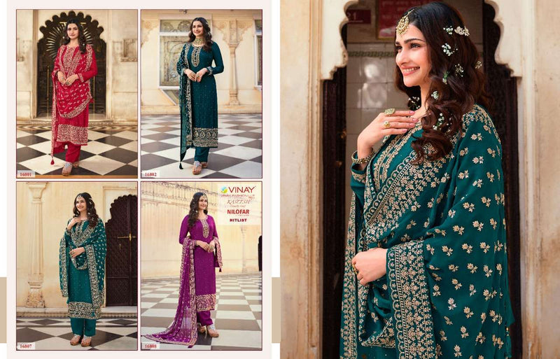 Vinay Fashion Dno 16801 To 16804 Silky Georgette With Heavy Embroidery Stylish Designer Party Wear Salwar Kameez