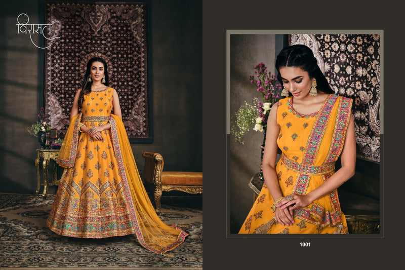 Virasat Banarasiya  Dno 1001 Jacquard Designer Occasional Wear Beautiful Gowns