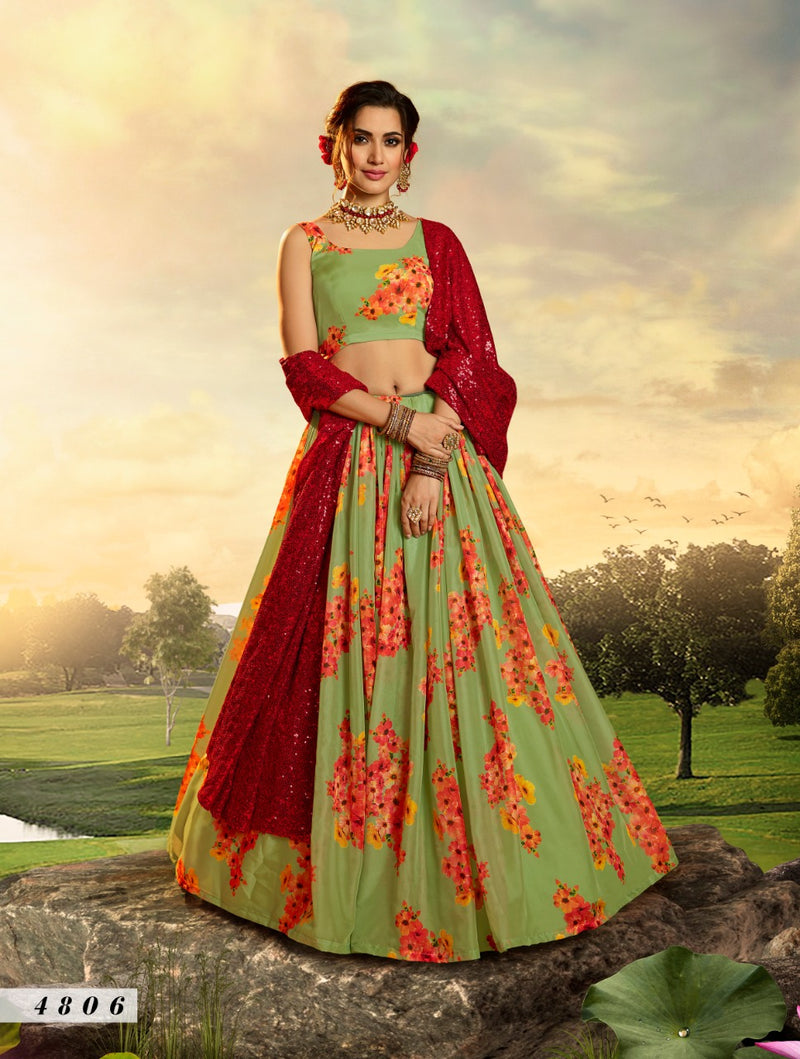 Virasat Devi 4806 Organza Floweral Printed Stylish Designer Wear Lehenga Choli