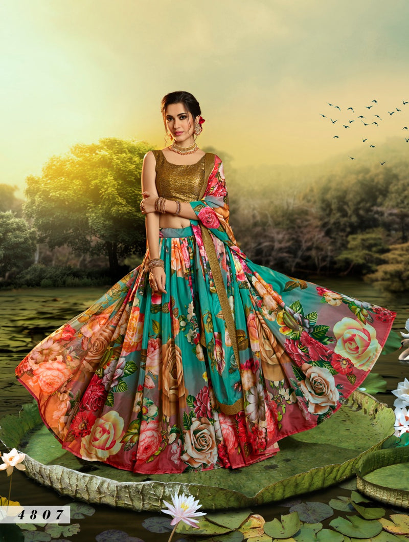 Virasat Devi 4807 Organza Floweral Printed Stylish Designer Wear Lehenga Choli