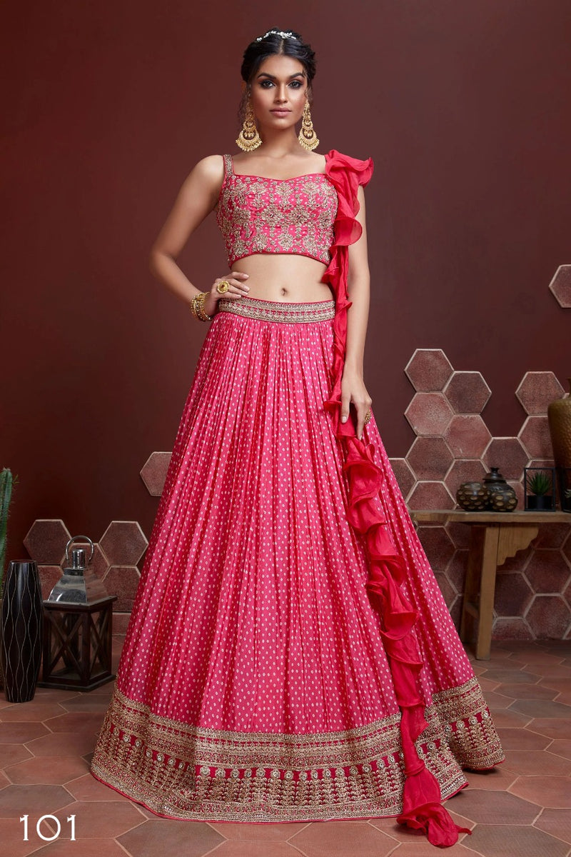 Virasat Mandakini Dno 101 Chinon Silk Stylish Designer Party Wedding Wear  Lehenga Choli