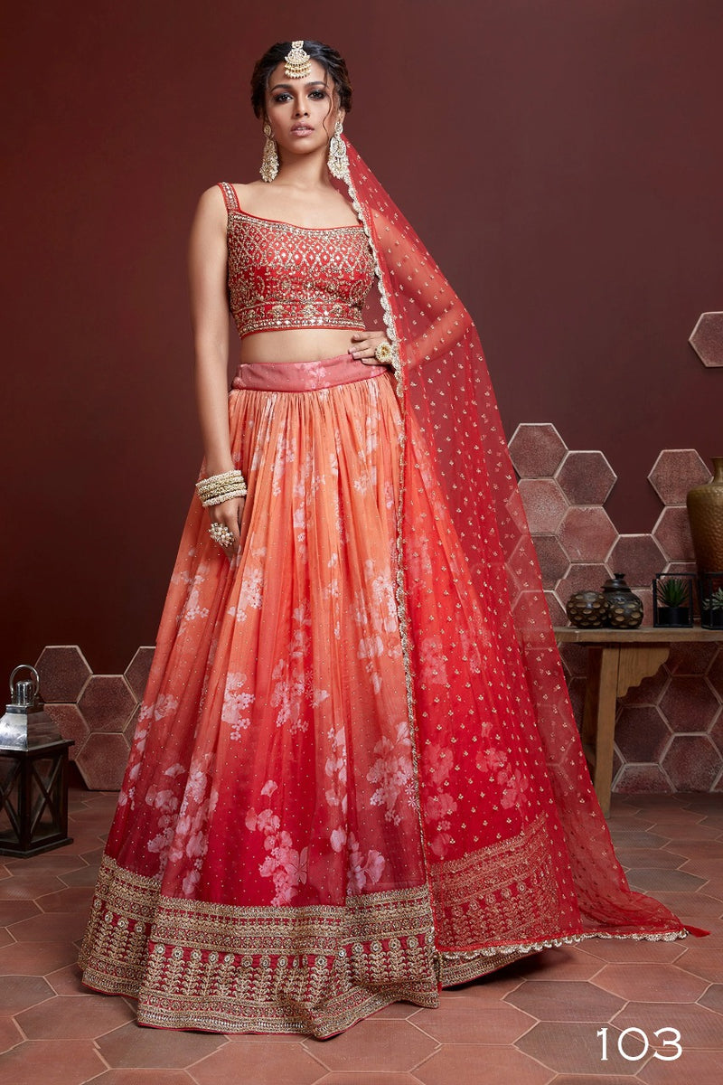 Virasat Mandakini Dno 103 Chinon Silk Stylish Designer Party Wedding Wear Lehenga Choli
