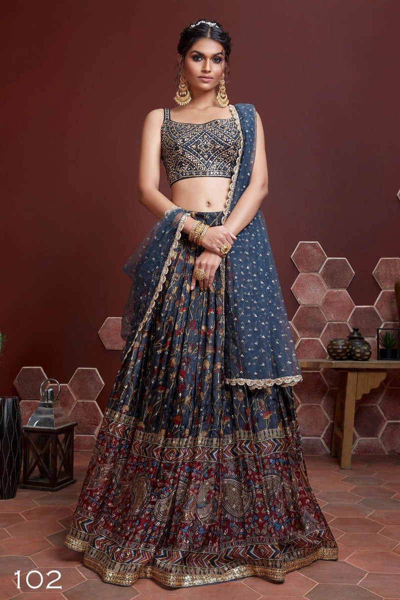 Virasat Mandakini Dno 102 Chinon Silk Stylish Designer Party Wedding Wear Lehenga Choli