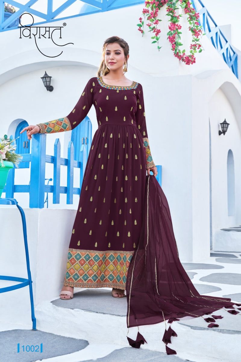 Virasat Dno 1002 Georgette With Embroidered Stylish Designer Party Wear Graceful Look Sharara